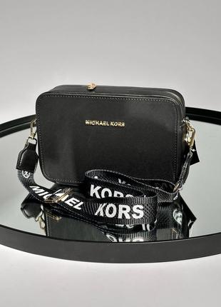 Женская черная сумка с широким ремнем через плечо michael kors 🆕 кросс боди5 фото