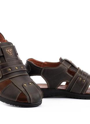 Мужские сандали кожаные летние коричневые morethan розміри з 40 по 45 fv_00402