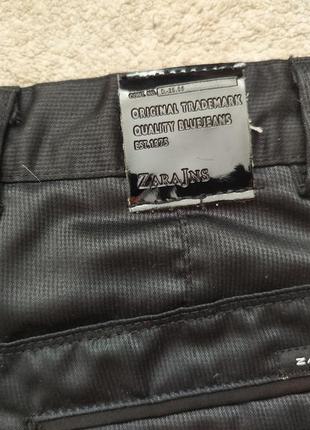 Брюки брюки zara men испания черные slim fit.6 фото