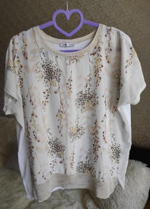 Блузка, футболка, с короткими рукавами, zara, р. l, белая1 фото