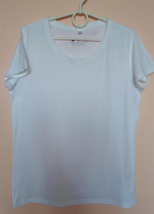 Белая хлопковая футболка, белая базовая футболка хлопок 48-50 р.
