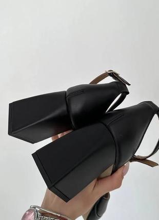 Стильні чорні босоніжки модельні на квадратному каблуку,на підборах з квадратним носком/мисом шкіряні/шкіра жіночі літні,на літо10 фото