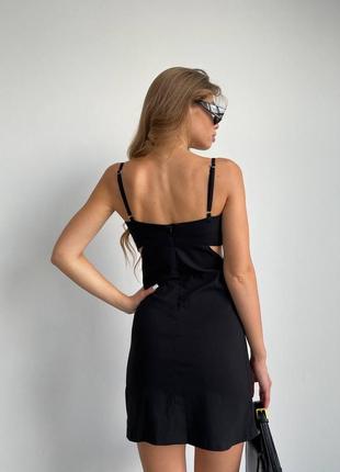 Женское платье короткое черное белое легкое летнее джинсовая базовая нарядная качественная5 фото