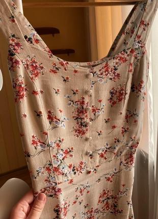 Платье сарафан в цветочный принт лён7 фото