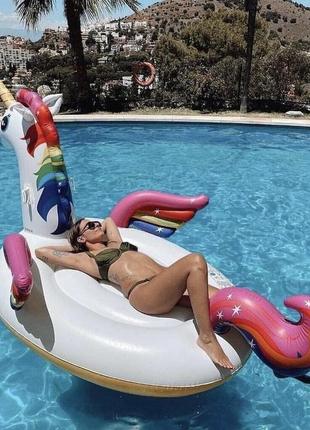 Надувной матрас плот единорог большой разноцветный детский матрас игровой водный...