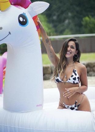 Надувной матрас плот единорог большой разноцветный детский матрас игровой водный...