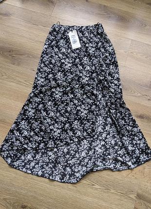 Юбка миди х распоркой в цветы s. p.🖤🤍