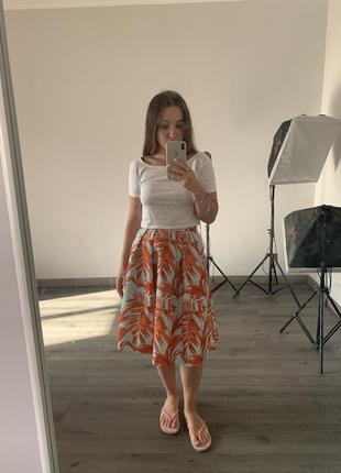 Стильна спідниця міді з яскравим принтом h&m (1+1=3)