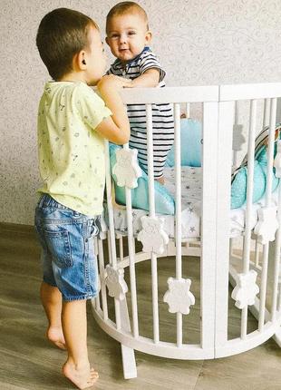 Ліжечко трансформер 9в1 smart bed round з ведмедиками ingvart, білий