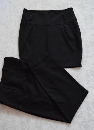 Комплект: чорна тепла спідниця міді і чорні брюки р 36/38