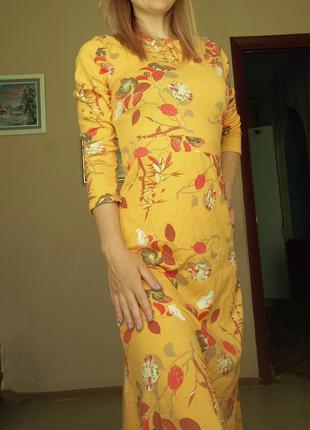 Платье миди в цветочный принт3 фото