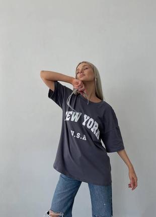 Жіноча стильна літня футболка сіра1 фото