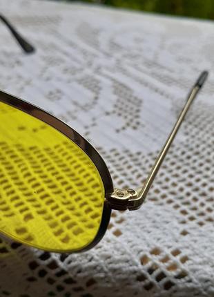 Авіатори 🌞🚘 окуляри антиблік для водіїв сонцезахисні жовті6 фото