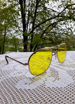 Авіатори 🌞🚘 окуляри антиблік для водіїв сонцезахисні жовті5 фото