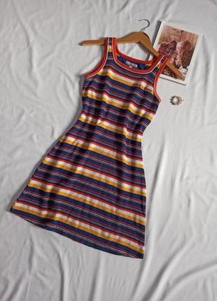 Винтажное полосатое фактурное платье reebok