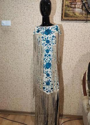 Шикарне плаття максі з вишивкою й бахромою asos edition5 фото