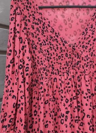 Блуза блузка сорочка з принтом кораловий колір3 фото