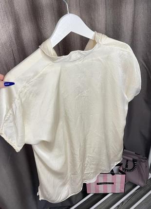 Рубашка блуза футболка молочна шовкова felicia xs s m3 фото