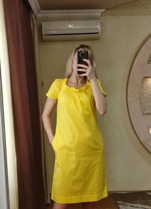 Яркое желтое коттоновое летнее платье montego