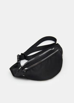 Новая поясная сумка бананка черная борсетка текстиль сумочка