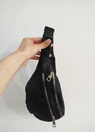 Новая поясная сумка бананка черная борсетка текстиль сумочка7 фото