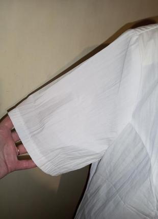 Белый жакет-блузон с карманами и коротким рукавом,жатка,большого размера3 фото