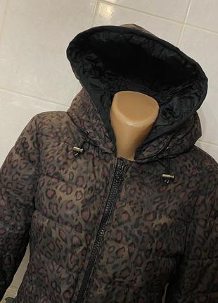 Maison scotch куртка демисезонная зимняя леопардовая длинная на замке женская3 фото