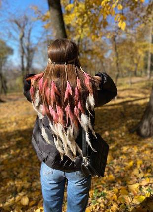 Пов’язка з пір’ям на голову. повязка с перьями4 фото