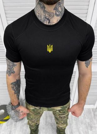 🔴есть опт! 🔴 тактическая мужская футболка мембранная дышащая черная черная герб мужская тактическая летно лето летняя2 фото