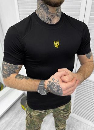 🔴есть опт! 🔴 тактическая мужская футболка мембранная дышащая черная черная герб мужская тактическая летно лето летняя1 фото