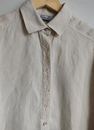 Винтажная базовая льняная рубашка с вышивкой1 фото