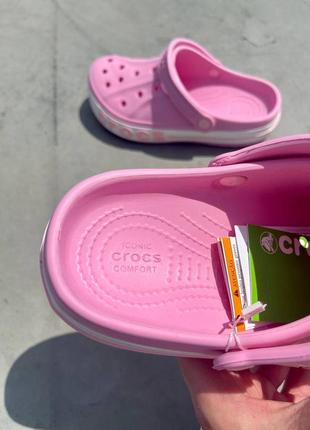 Женские шлепанцы crocs logo «pink»6 фото