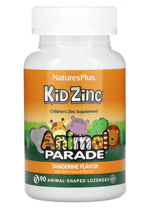 Nature's plus, source of life, animal parade, пастилки kid zinc, вкус натурального мандарина, 90 жив