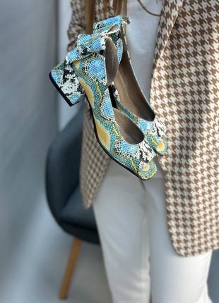 Эксклюзивные туфли из натуральной итальянской кожи и замша женские на каблуке с бантиком6 фото