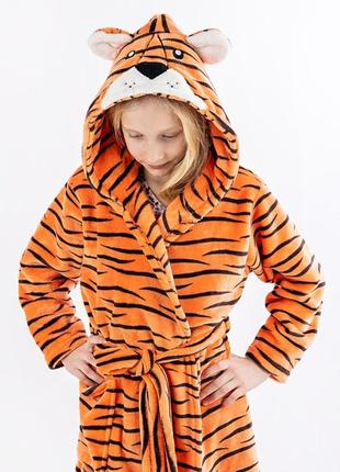 Яркий махровый халат для девочек 104-128