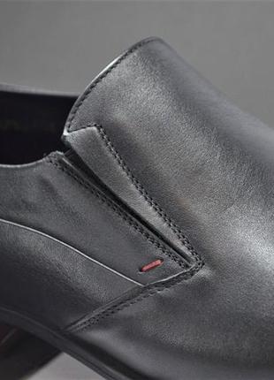 Мужские классические кожаные туфли резинка гладкие черные ikos 383314 фото