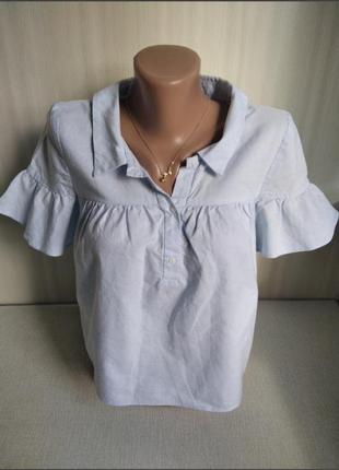 Zara. хлопковая красивая блуза с трендовым рукавом2 фото