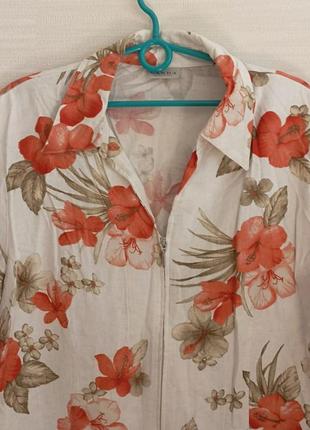 Перезагружена🌹canda c&a вискоза+лен красивая летняя блузка  женская на замке в цветочный принт 🌹4 фото