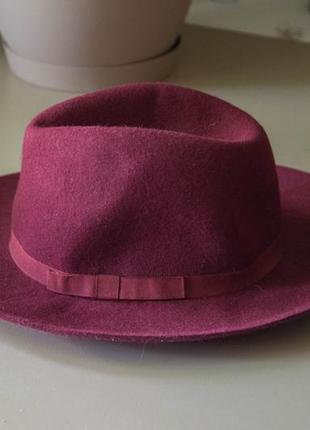 Бордовая широкополая шляпа stradivarius1 фото
