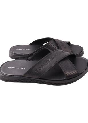 Шльопанці чоловічі maxus shoes чорні натуральна шкіра, 40