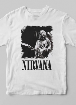 Футболка універсальна nirvana біла унісекс