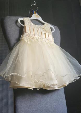 Самое нежное платье детское платье для девочки на 6- 9 месяцев крестины праздник4 фото