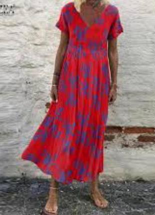 Нове плаття міді сукня в квітковий принт zanzea розмір l\xl хлопок