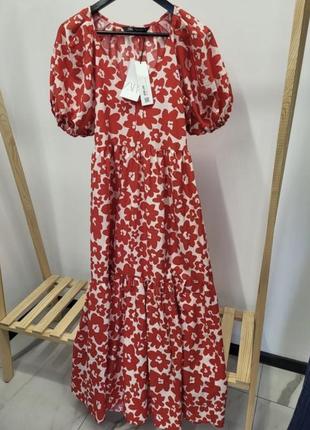 Сарафан платье плаття сукня в квітах цветах zara s2 фото