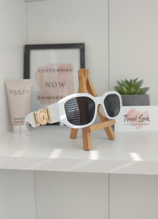 Окуляри uv400 очки стильні модні трендові з декором на дужці нові якісні білі5 фото