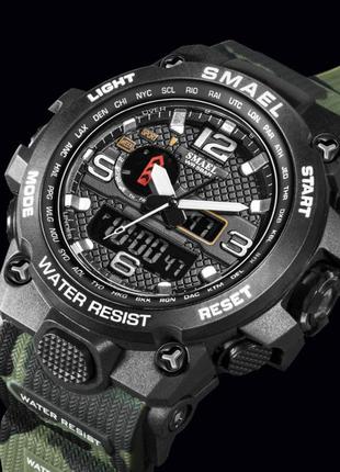 Чоловічий тактичний наручний годинник smael 1545 camouflage для військових