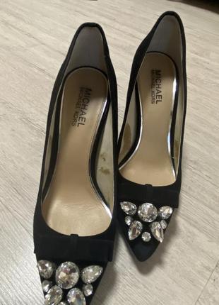 Туфлі michael kors felicity pump black suede heels 40f5fehp1s 8m1 фото