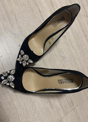 Туфлі michael kors felicity pump black suede heels 40f5fehp1s 8m3 фото