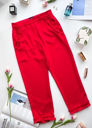 Брюки с рюшами красные river island