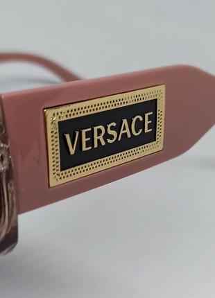 Очки в стиле versace женские солнцезащитные бежево коричневые в прозрачной оправе10 фото